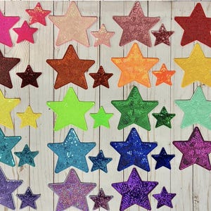 Large 5" Standard Quality Star Sequin Iron On Patch