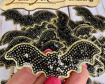 Halloween Bat Sequin Iron On Patch | Hat Patch | Sequin Patch | Trick or Treat | Fall