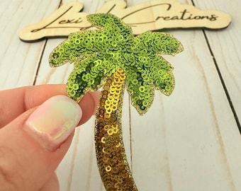 Palm Tree Sequin Iron On Patch| Hat Patches | Summer | Ocean | Beach
