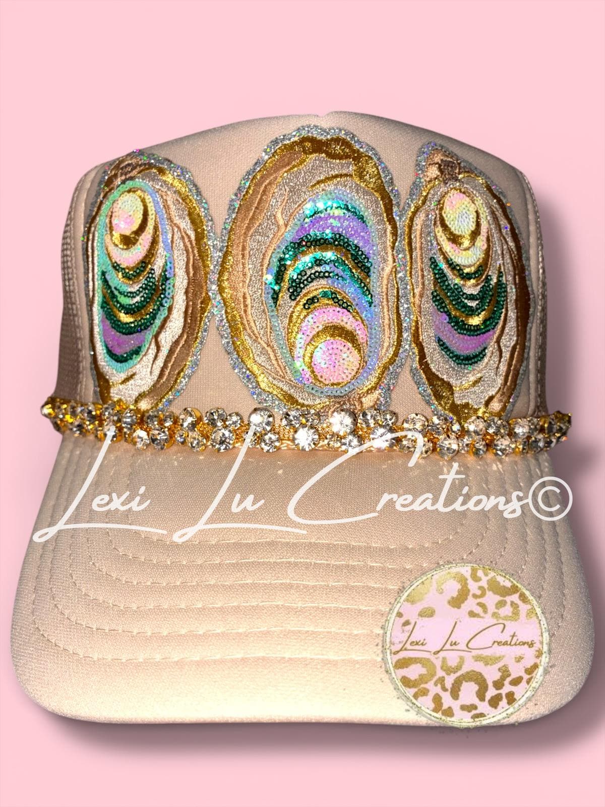 Beige Gold Rhinestone Crystal Baseball Cap Hat Fashion Patterned Brim Bling Top Headwear Fashion Rhinestone Glitter High Bun Ponytail  main image 4