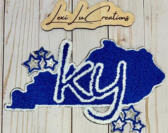 Kentucky Iron On Patch | Blue and White Chenille Patch | Preppy Wildcats | Kentucky Patch