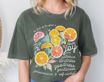 Comfort Color Bible T-Shirt | Fruit of the Spirit | Oversized Christian shirt | Scripture Shirt for Her | Gift for Her | Summer Fresh shirt
