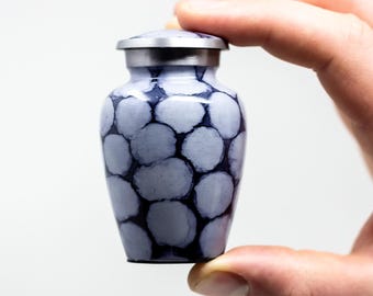 Small Urn for Human Ashes -Mini Urn for Ashes - Keepsake Urn with Blue Velvet Bag