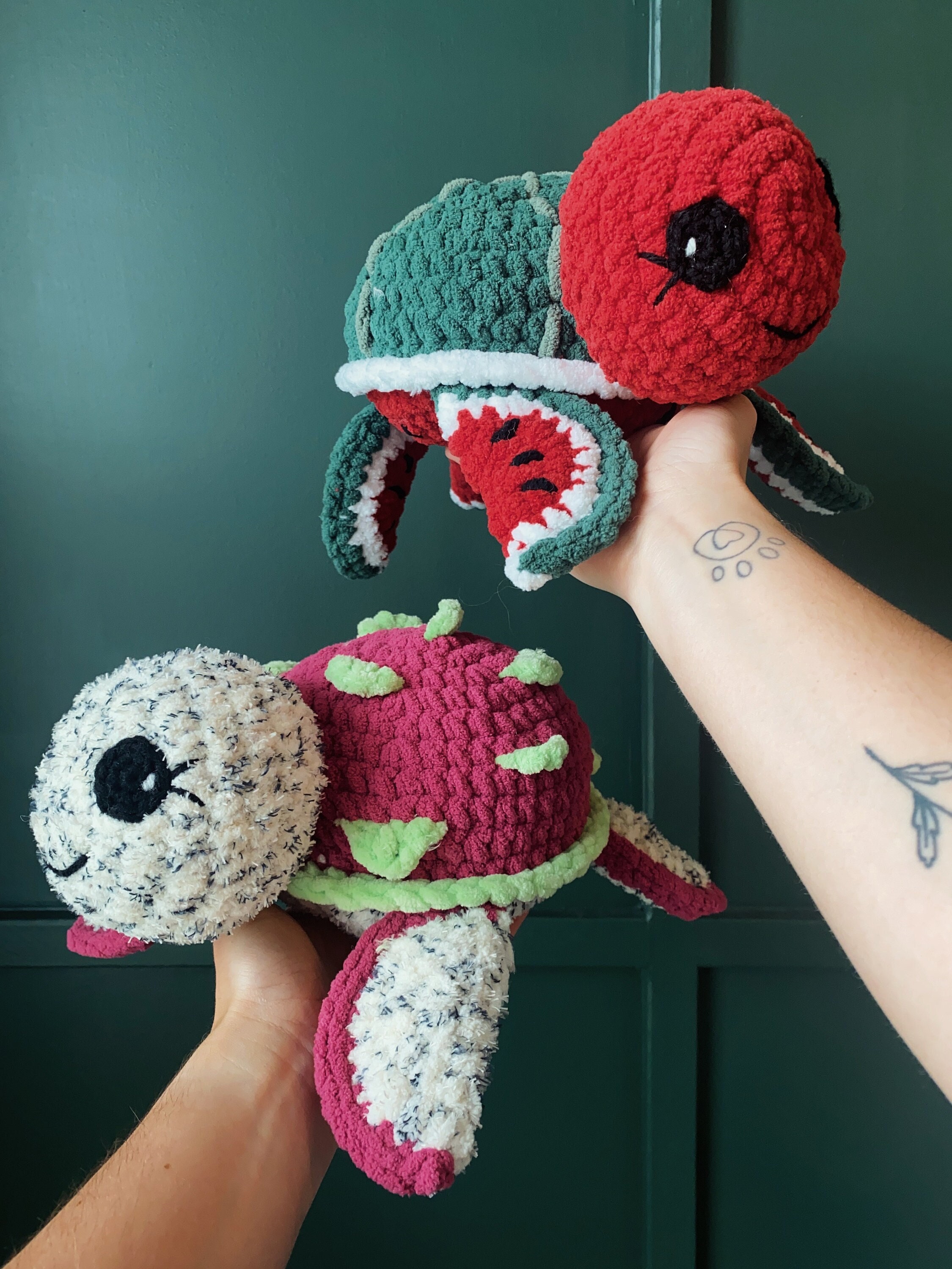 39 Crochet Watermelon Patterns to Cheer You Up 13 Bundle Watermelon & Dragonfruit Turtle Crochet
