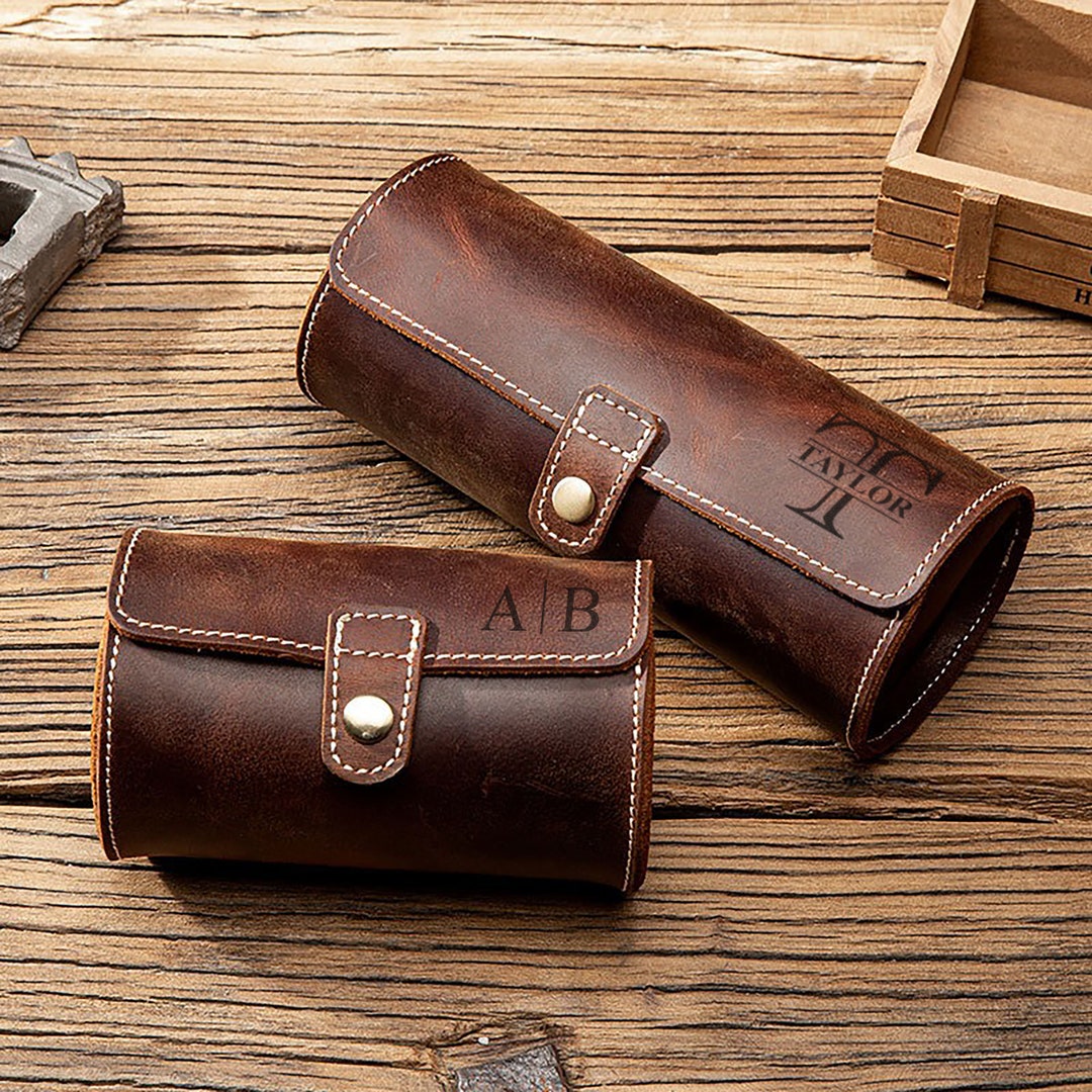 Custom Leather Travel Watch Case Roll, Watch Case Roll for 3 Watches