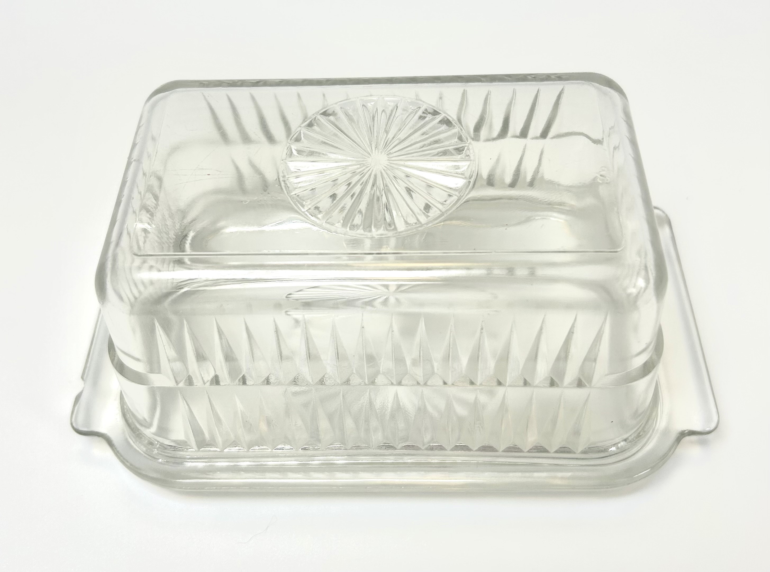Starburst Butter Dish by Fedral Glass/ One Pound Butter Dish