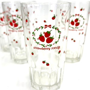 Vintage Strawberry Rondo Glasses - Sets of 4 - Strawberries