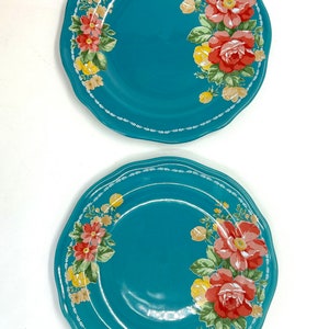 Pioneer Women Dishes open stock plates , mugs , butterdish 2 tourquise plates