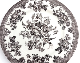 Royal Stafford Asiatic Pheasant dark brown dinner plates and serving bowls