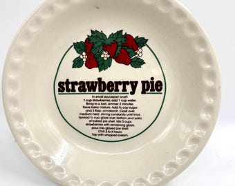 Vintage Pecan Pie / Cherry pie / Strawberry Pie Recipe  Plate 10 Inches