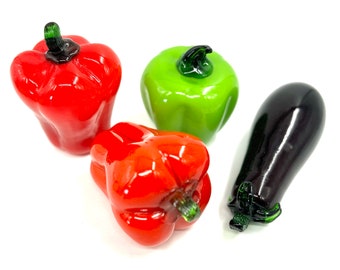 Murano glass vegetables  / murano glass peppers / murano glass eggplant