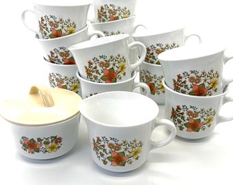 Corning Ware corelle INDIAN SUMMER / cups  in set of 4 / sugar & creamer set /