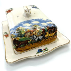 Antique Mason Rose/Pink VISTA pattern triangular covered cheese/butter dish/Staffordshire England Ironstone
