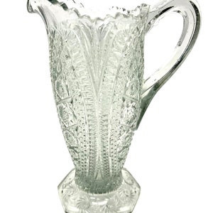 American Brilliant Cut Glass  pitcher / 19th century glass/ antique