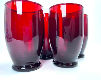 Beautiful Ruby Red tumblers by Anchor Hocking / sold in sets of 4