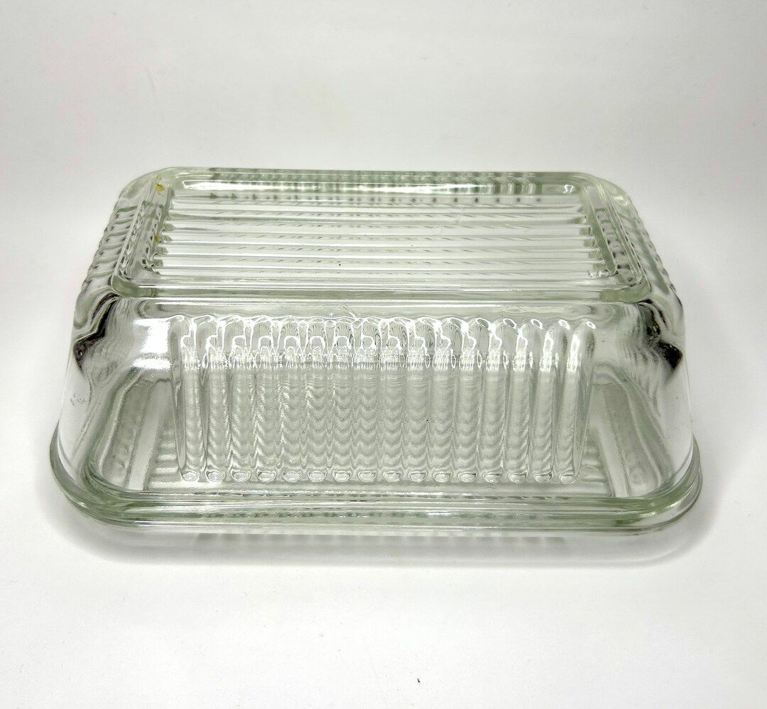 Clear Ribbed Vintage Butter Dish Etsy Canada
