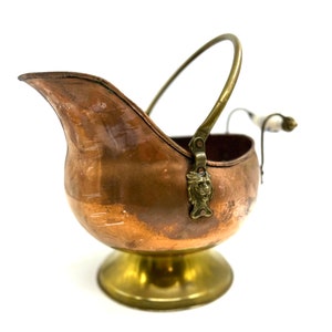 Copper Scuttle Bucket/  Planter,  Fireplace Decor, indoor garden