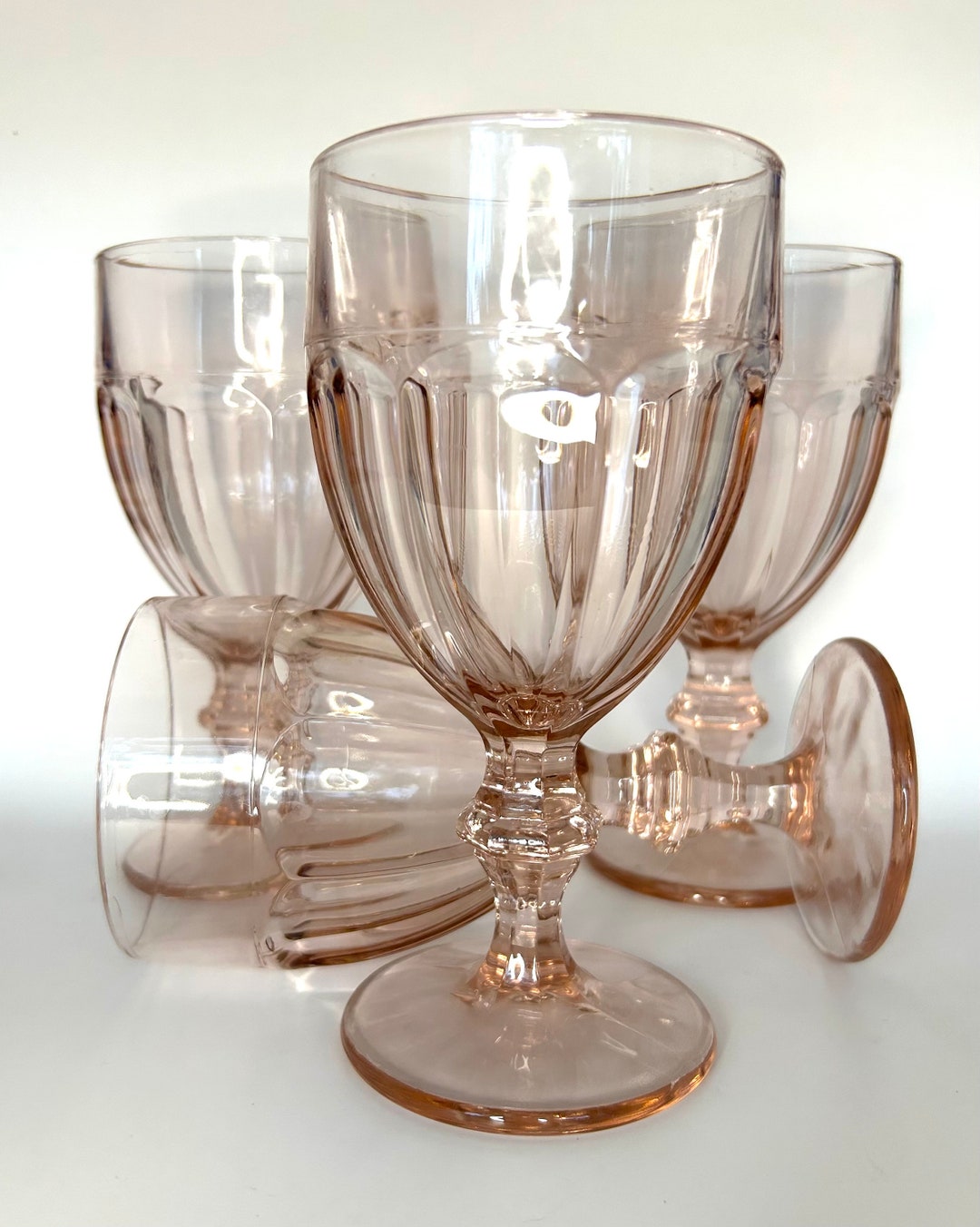 MCM Pinky /peach Libby Gibraltar Wine Glasses Tumblers Etsy
