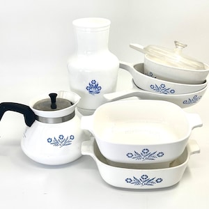 Blauwe Korenbloem Corning ware collectibles/apart verkocht/theepot/vaas/sauspan/koekenpan/braadpanschotel