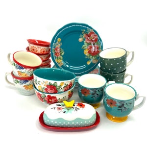 Pioneer Women Dishes open stock plates , mugs , butterdish image 1