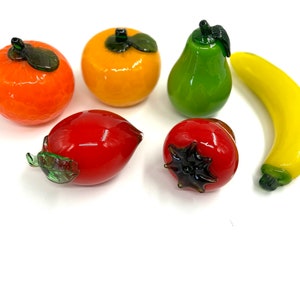 Murano style glass fruit / murano glass strawberry / banana/ pear / oranges