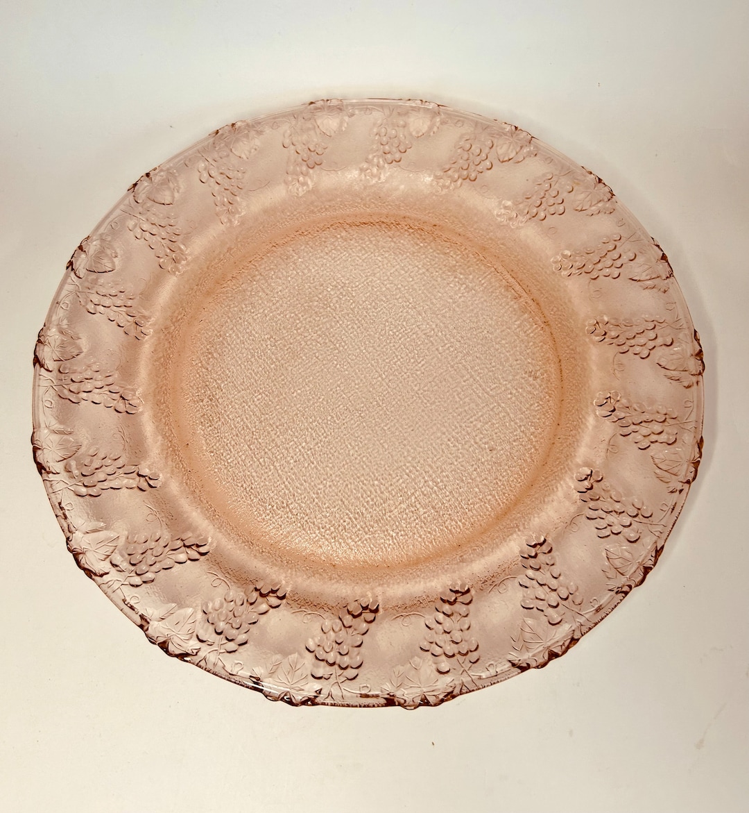 Peachy Pink Depression Glass Dinner Plates Etsy