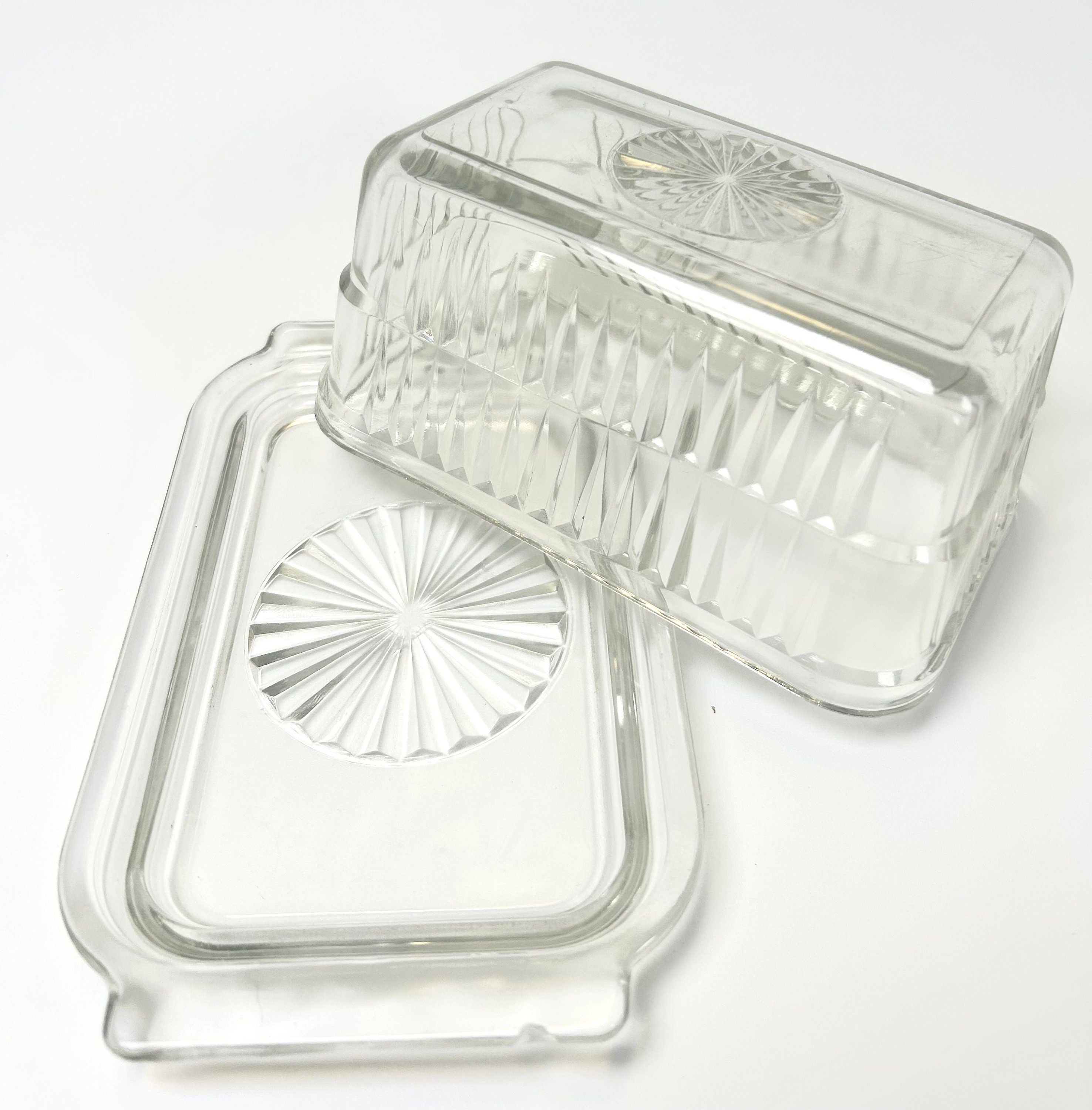 Starburst Butter Dish by Fedral Glass/ One Pound Butter Dish