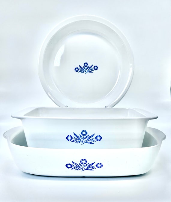 Blue Cornflower Corning Ware Piece Bake Set Baking Dish Loaf
