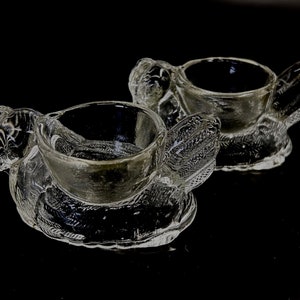 Glass chicken egg cups / vintage / antique