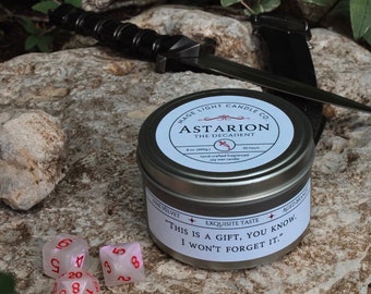 Astarion: BG3 vampire elf rogue companion video game inspired 8oz soy wax scented candle with biodegradable non-toxic glitter