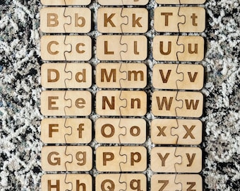 Montessori Wooden Alphabet Puzzle: Uppercase & Lowercase Matching Game