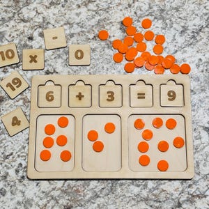 Wooden Math Learning Board | Montessori Counting Toy | Educational Math Puzzle for Kids | Hands-On Math Game | Homeschool Tool