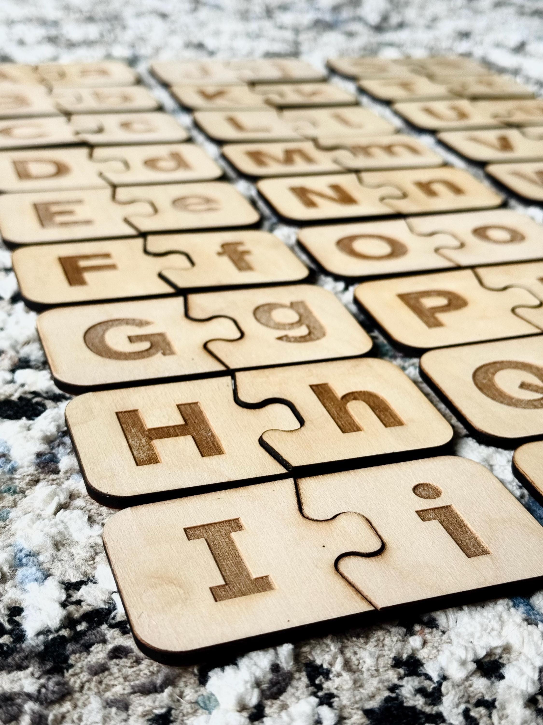 Montessori Wooden Alphabet Puzzle: Uppercase & Lowercase Matching Game ...