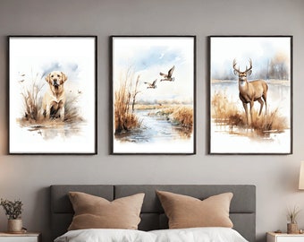 Boy Hunting Nursery Decor, Hunting Print, Set of 3, Hunting Nursery Print, Hunting Theme Nursery, Hunting Wall Art, Duck Hunting Nursery