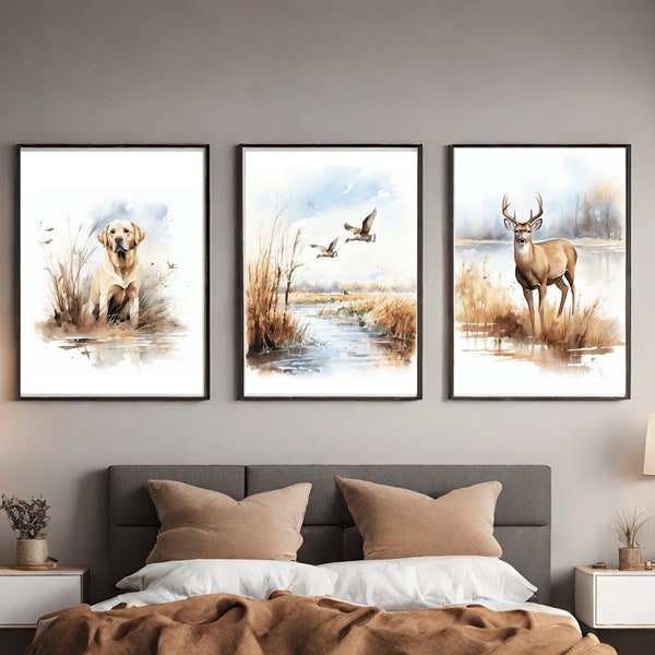 Hunting Nursery Decor, Hunting Print, Set of 3, Hunting Nursery Print, Hunting Theme Nursery, Hunting Wall Art, Duck Hunting Nursery