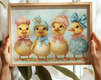 Cute Duckling Nursery Art Print, Girl Room Decor (Instant Download)