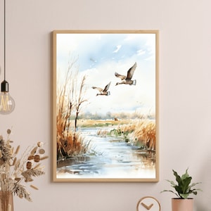 Boy Nursery Hunting Decor - Hunting Wall Art Decor, Mallard Duck Watercolor, Duck Hunting Printable Wall Art, Baby Boy Room Decor