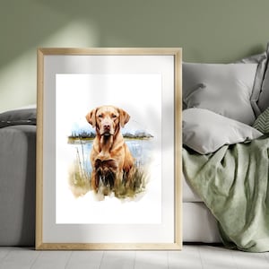 Fox Red Labrador Art Print | Boy Nursery Wall Art Hunting | Nursery Cabin Decor | Duck Hunting Decor | Instant Downloadable Wall Art