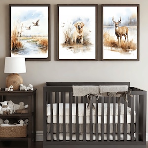 Boy Nursery Wall Art Hunting | Baby Boy Nursery Decor | Deer Wall Art | Mallard Duck Decor | Printable Wall Art | Teen Boy Hunting Decor