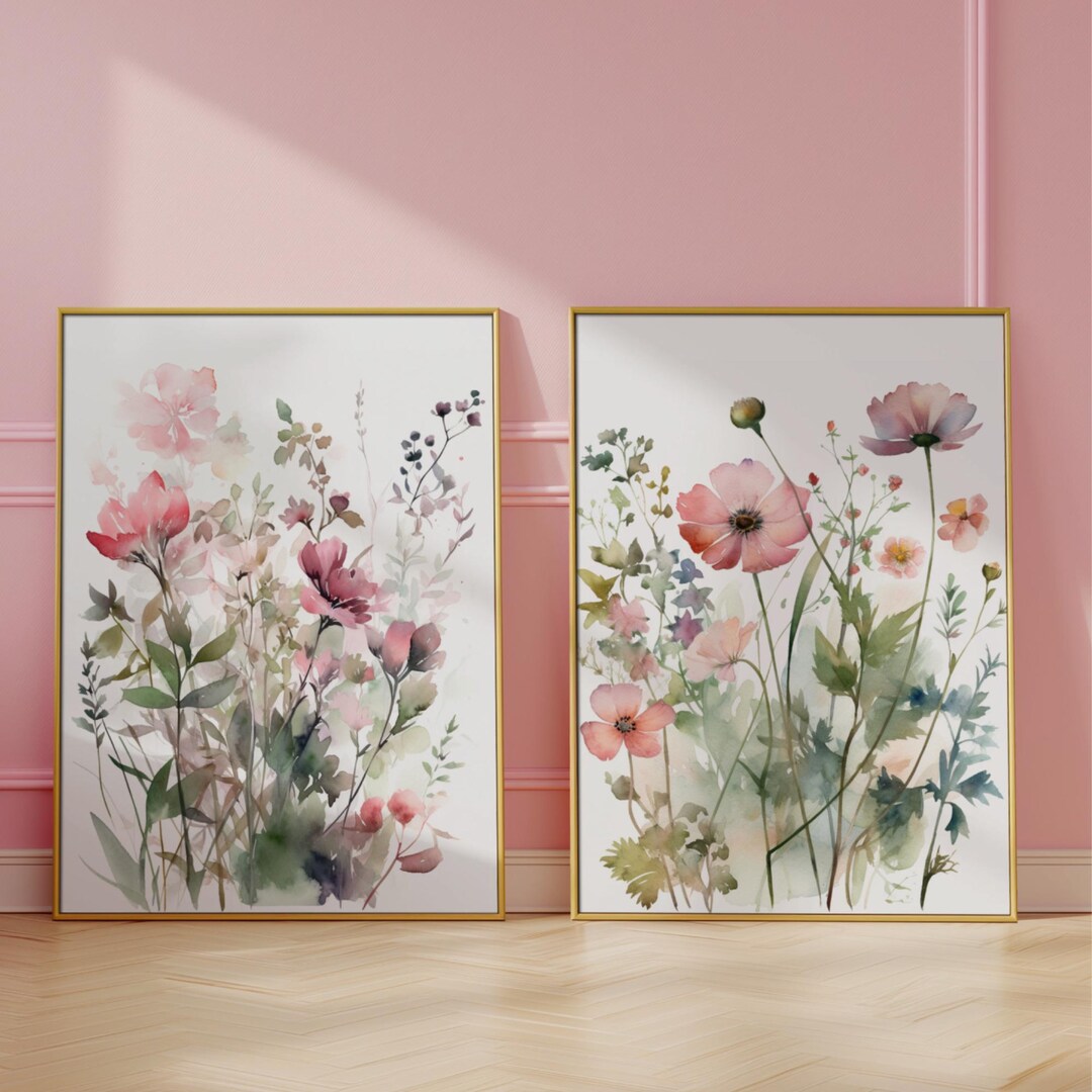 Wildflower Watercolor Prints: Baby Girl Nursery Botanical Art (digital ...