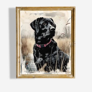 Black Labrador Art Print | Boy Nursery Wall Art Hunting | Nursery Cabin Decor | Duck Hunting Decor | Instant Download Watercolor Wall Art