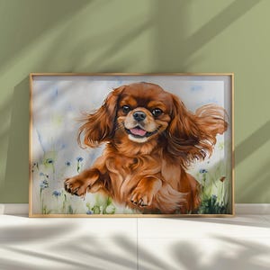 Cavalier King Charles Spaniel Watercolor Print – Instant Download Dog Wall Art, Spaniel Lover Gift, Pet Portrait Art, Nursery Decor