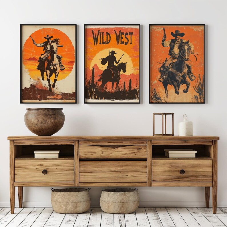 Wild West Cowboy Poster Set: Rustic Western Art (instant Download) - Etsy