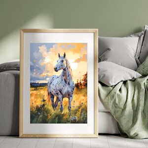 Appaloosa Pferd bei Sonnenuntergang, Pferd Wandkunst, Pferdesport Wandkunst, Pferd Kinderzimmer Dekor, digitaler Download