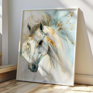 White Horse Painting Artwork for Rodeo and Horse Lovers Equestrian Decor & Gifts for Girl Bedroom, Instant Download