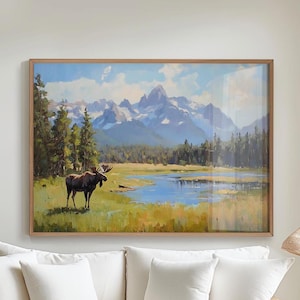 Eland Wildlife Art, eland jachtkunstwerk, eland schilderij cadeaus voor hut of eland decor, afdrukbare Instant Download