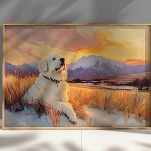 Arte para amantes de cães dos Grandes Pirineus para impressão: presente para amantes de animais de estimação, retrato dos Grandes Pirineus, estampa de animal fofo, decoração de berçário, download instantâneo