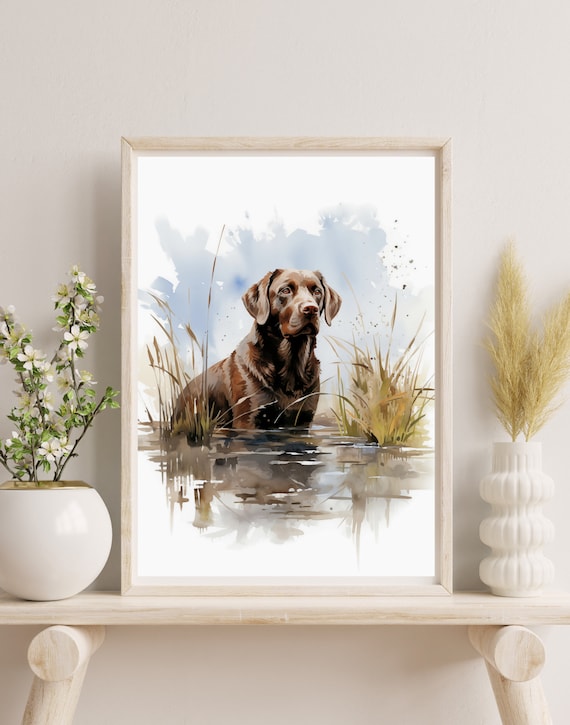 Chocolate Labrador Watercolor Art Print: Hunting Nursery Decor (Instant Download)