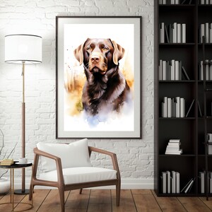 Chocolate Lab Drawing | Watercolor Art Print | Digital Download Wall Art for Home Decor & Pet Lovers | Gift for Chocolate Labrador Lovers