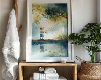 Fishing Nursery Art Print: Rustic Cabin Decor (Digital Download